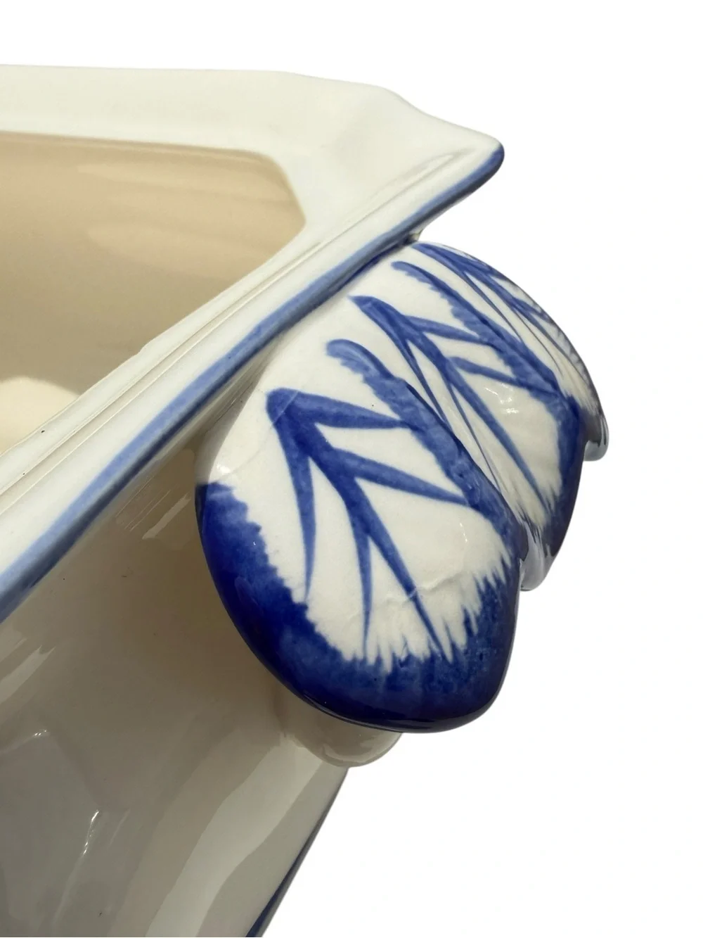 Vintage Blue White Chinoiserie Soup Tureen Ladle Lidded Serving Bowl Floral